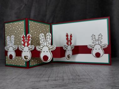 Grußkarte Weihnachten mit Elchen handgemacht